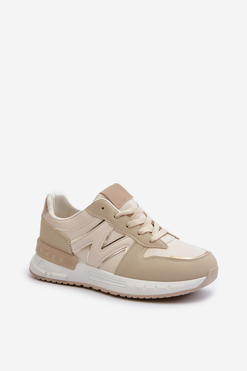 Women's Beige Faux Leather Sneakers Kaimans