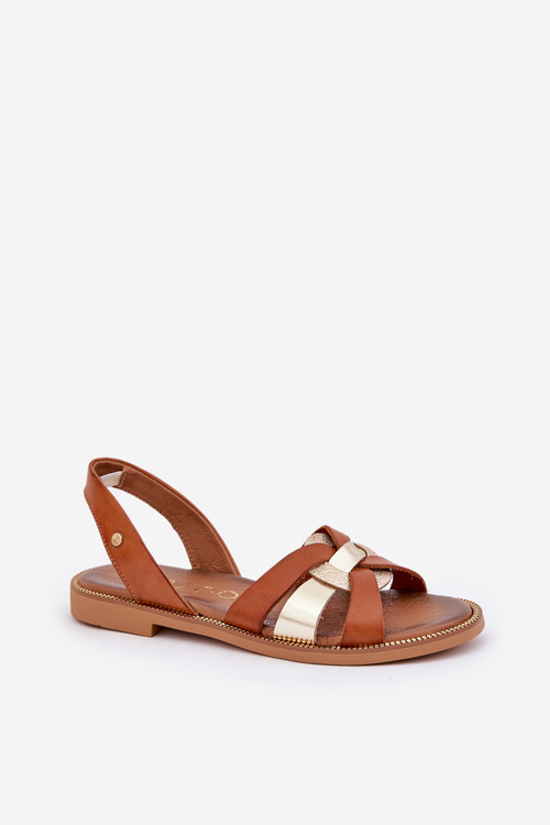 Sandały Skóra Naturalna Damskie Brązowe Zazoo 40382