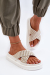 Women's Embellished Platform Slides White Niraela