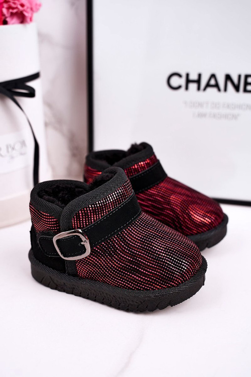 Children's Snow Boots With Fur Red Black Dreamy