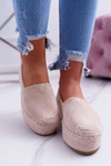 Women's Suede Platform Espadrilles Beige Varles