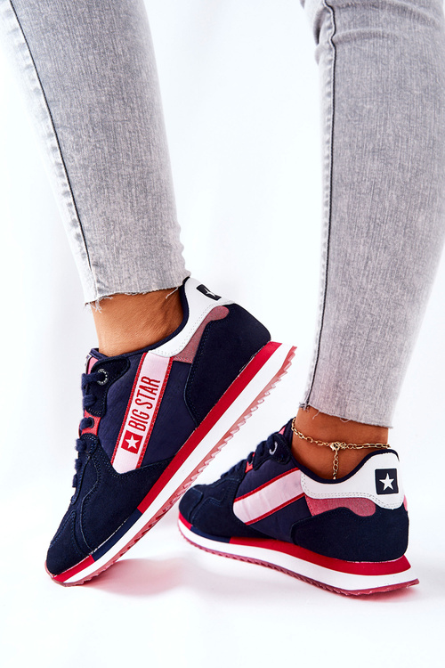 Buty Sportowe Skórzane Logo Big Star Granatowe II274270