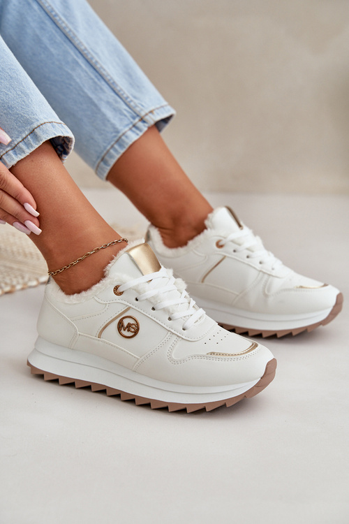 Damskie Ocieplane Futerkiem Na Platformie Białe Lerisas