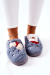 Christmas slippers Santa Claus and Reindeer Grey