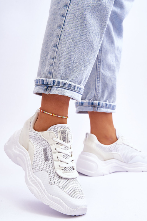 Women's Fabric Sports Shoes Memory Foam System Big Star LL274A064 White