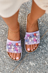 Women's Platform Slides with Decorations S.Barski HY077 Purple