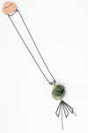 Women's Necklace With Pompon Long Chain Green Choker