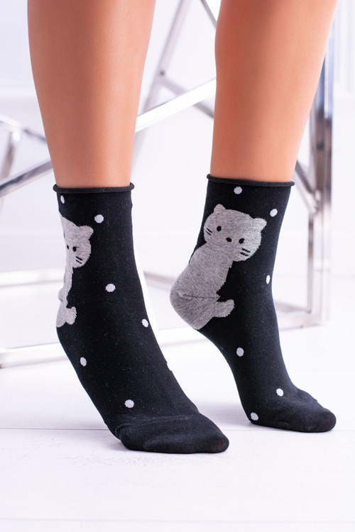 Women's Socks Black With Pussycat