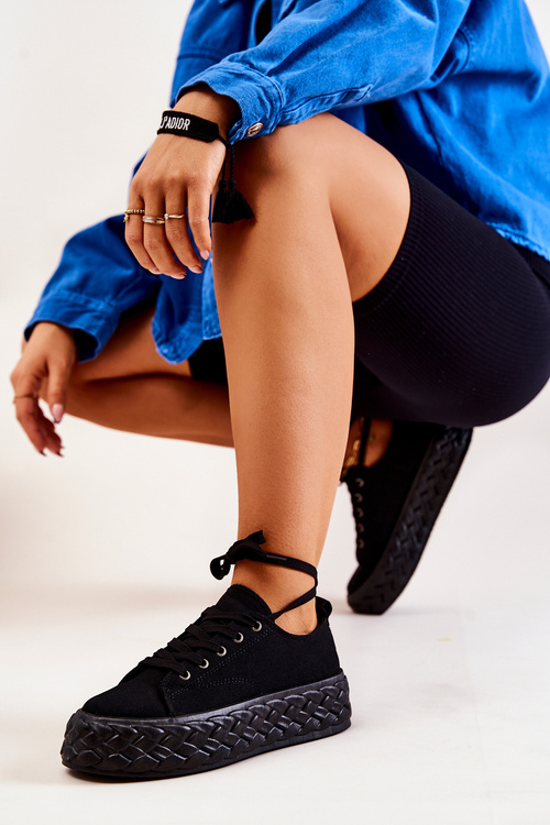 Tenisówki Materiałowe Masywna Platforma Czarne Suzane