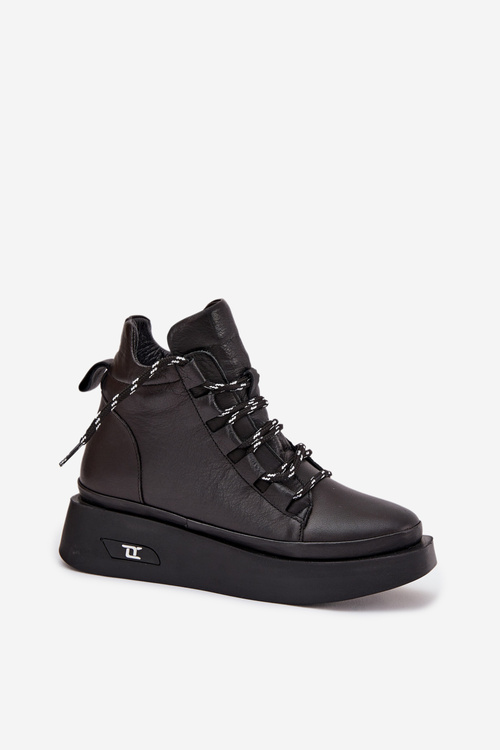 Leather Women's Platform Boots with Lining Artiker 55C0809 Black