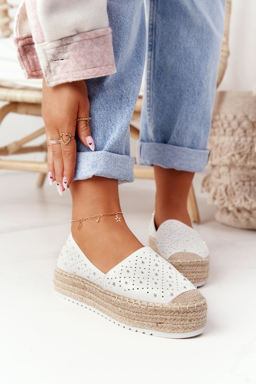 Espadrilles On A Straw Platform S.Barski White-Silver