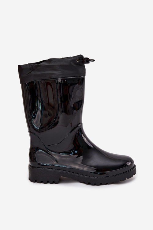 Women's Rain Boots With Drawstring Black Kessia