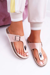 Women's Cork Flip Flops Lacquered Pink Palette