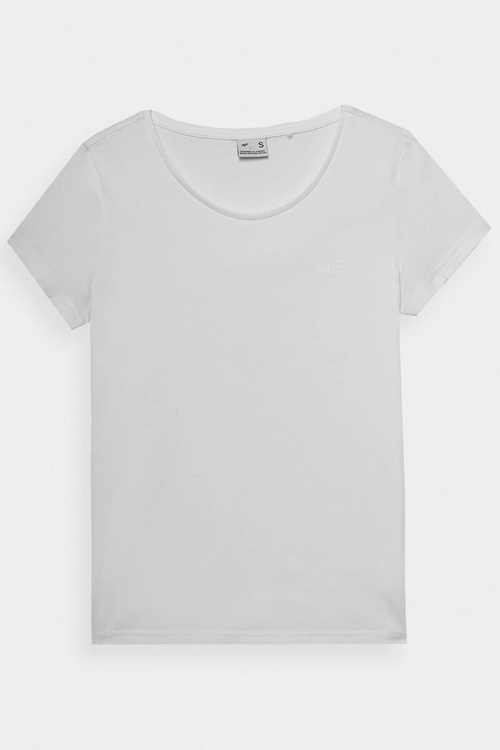Smooth Women's T-Shirt With Logo White 4F 4FWMM00TTSHF1845-10S