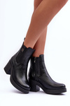 Leather Women's Boots On Heel Black Kodra