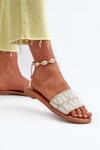 Women's Flat Heel Sandals in Beige Traivea