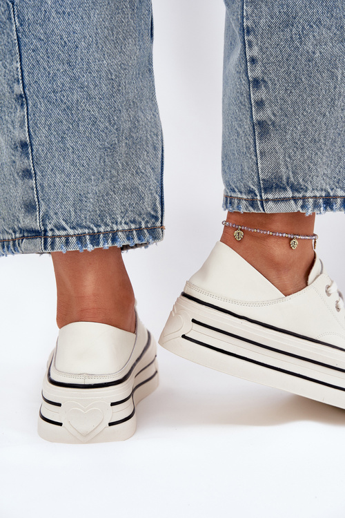 Women's Leather Sneakers On Platform GOE RR2N4106 White
