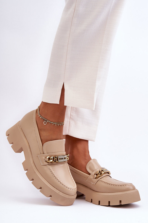 Classic Moccasins On Massive Platform Beige Catch Me!