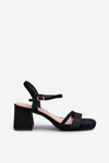 Women's High Heel Sandals with Shiny Strap Black Tessata