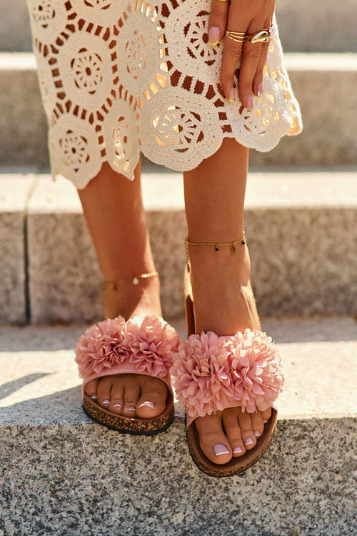 Slippers On The Cork Sole Pink Flowerbomb