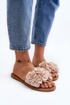 Women's Beige Flower Slippers Eelfan