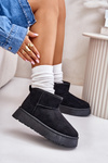 Low Women Snow Boots On Platform Insulated With Fur Black Saldren