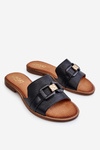 Klapki Skóra Damskie Czarne Lewski Shoes 3270