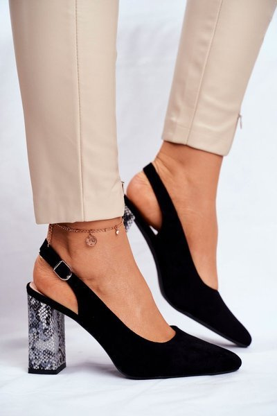 Pumps On A Post With A Snake Pattern Sergio Leone PB218 Black