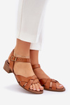 Leather Sandals On A Delicate Heel Brown Zazoo 40372