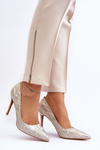 Gold Glitter Embellished Pumps Klonisa