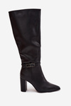 Women's Insulated Heeled Boots with Buckle Black Fionelle