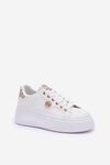 Eco Leather Sneakers On Platform With Golden Detail White-Beige Zingie
