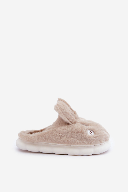 Damskie Futrzane Kapcie Z Motywem Króliczka Beżowe Natasha