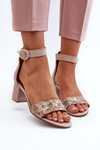 Suede High Heel Sandals by Maciejka 04141-49 Beige