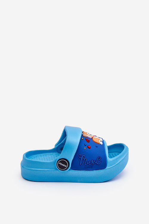 Light Children's Slides Sandals With Animal Motif Blue Rico