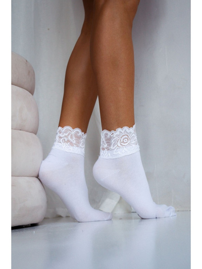 Women's Socks With Wide Lace White