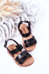 Children's Shiny Sandals Black Natalie