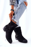 Suede Booties with Buckles Black Renisse
