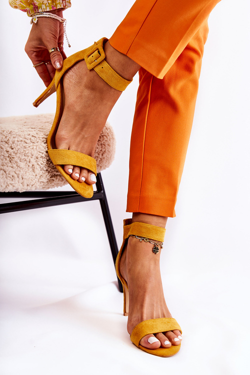 Women's Suede Sandals On A High Heel Yellow Marconi