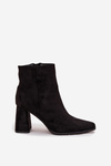 Women's Block Heel Boots Made of Eco Suede Black Inessa