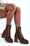 Heeled Lace-Up Boots Brown Lathia