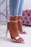 Lu Boo Purple Serpentine Patterned Stiletto Sandals