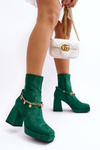 Women's Boots with Heel and Green Chain Tiselo