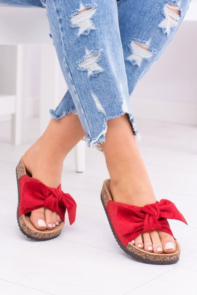 Women's Red Cork Cardboard Flip Flops Dominica
