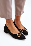 Suede Ballerina Flats with Pointed Toe Black Ethere