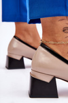 Comfortable Low Heel Pumps Beige Valenti