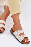 Women's sandals on cork platform with buckles beige Livara