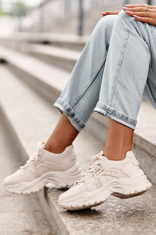 Women's Chunky Sports Sneakers Beige Toderus