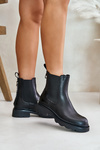 Leather Ankle Boots With Decorative Chain Insulated D&A JC42-86 Black
