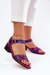 Women's Leather Sandals with Heels Maciejka 06551-15 Fuchsia